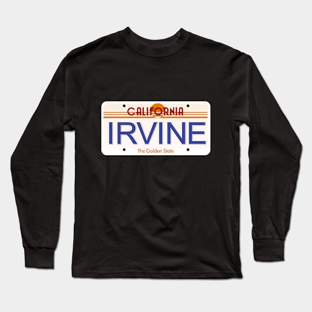 Irvine California State License Plate Long Sleeve T-Shirt by Mel's Designs